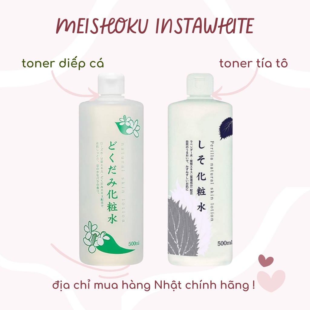 Nước hoa hồng diếp cá tía tô giảm mụn Dokudami 500ml Nhật Bản toner diếp cá Meishoku