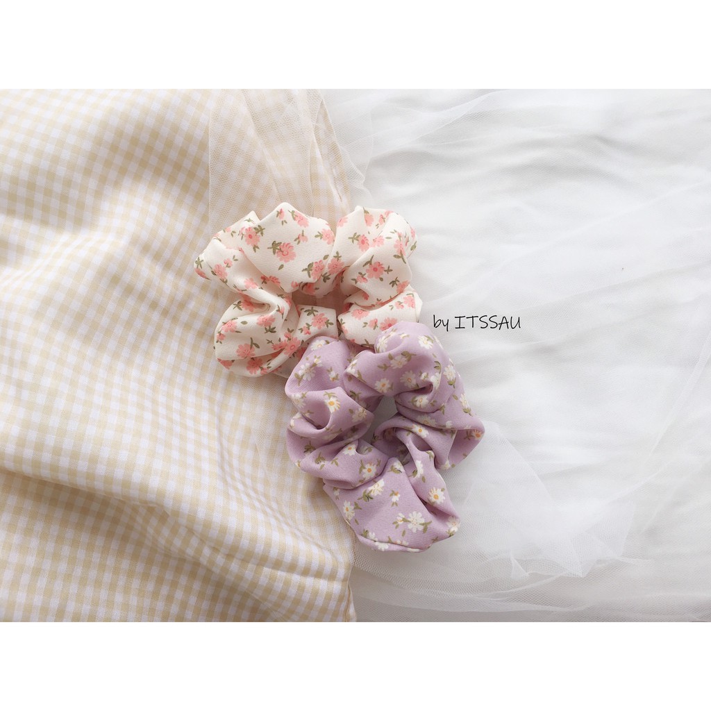 Scrunchies chun buộc tóc vải hoa trà mã 1001 | BigBuy360 - bigbuy360.vn