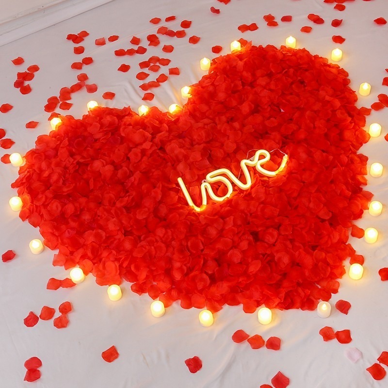 100 Cánh hoa hồng giả 5x5cm nhiều màu sắc trang trí tiệc cưới