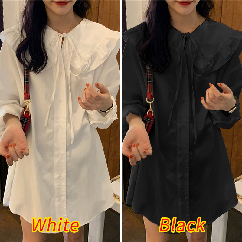 Đầm Ngắn Vonda Thời Trang Nữ Hàn Quốc Dài Tay Màu Trơn Cột Dây Xếp Nếp | BigBuy360 - bigbuy360.vn