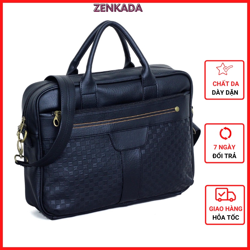 Cặp da công sở cao cấp vân ép rất đẹp, túi đựng laptop Zenka nhiều ngăn phong cách sang trọng lịch lãm_ZKC18_1
