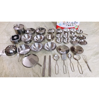 Bộ Đồ Chơi Nấu Ăn Inox 40 Chi Tiết- Bộ Đồ Chơi Nấu Ăn Mini Cho Bé