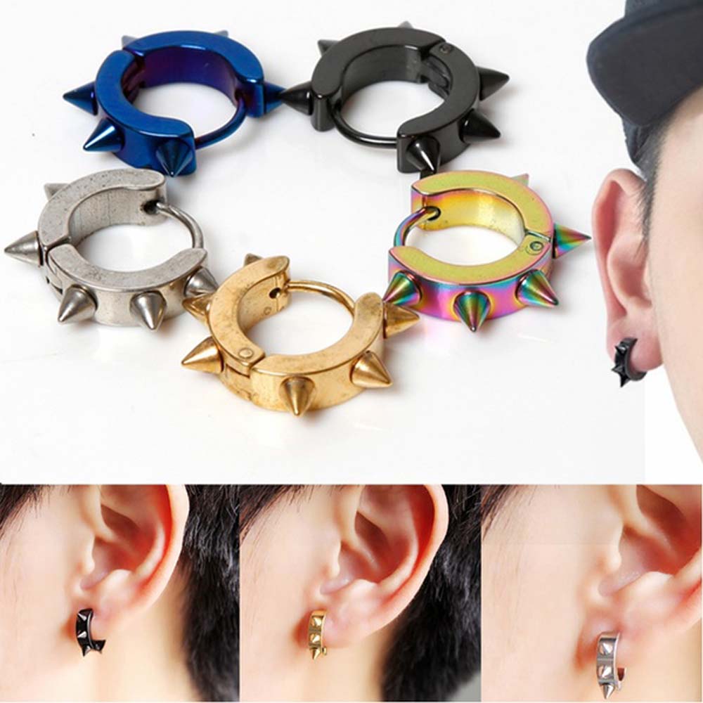 Set 2 Khuyên Tai Tròn Cá Tính Cho Nam Và Nữ