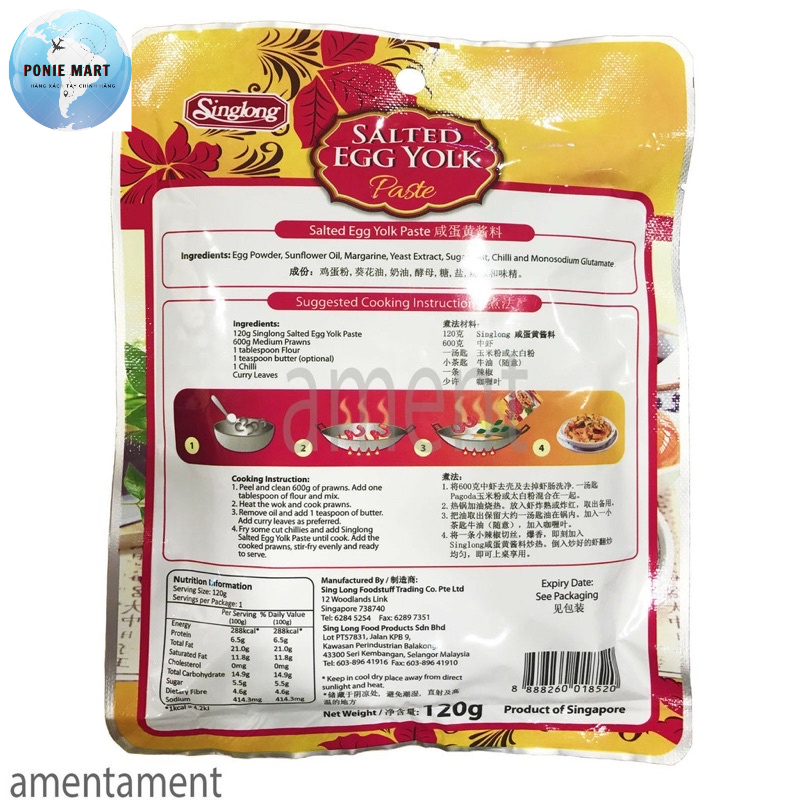 Gói gia vị sốt  Salted Egg Yolk Singlong 120g