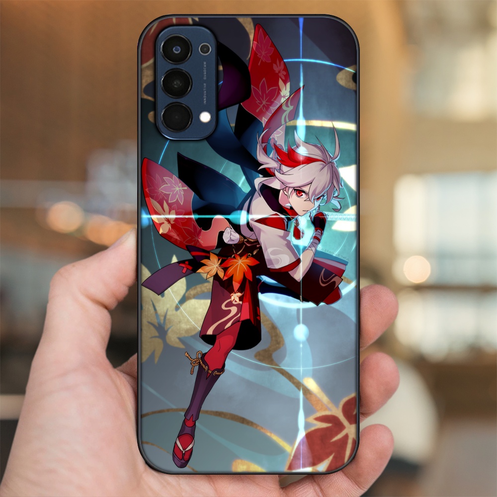 Ốp lưng Oppo Reno 4 viền đen in hình Kazuha Genshin Impact