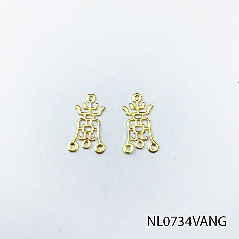 5 phiến treo họa tiết chữ thọ 12*22mm nguyên liệu làm trâm làm trang sức cổ trang