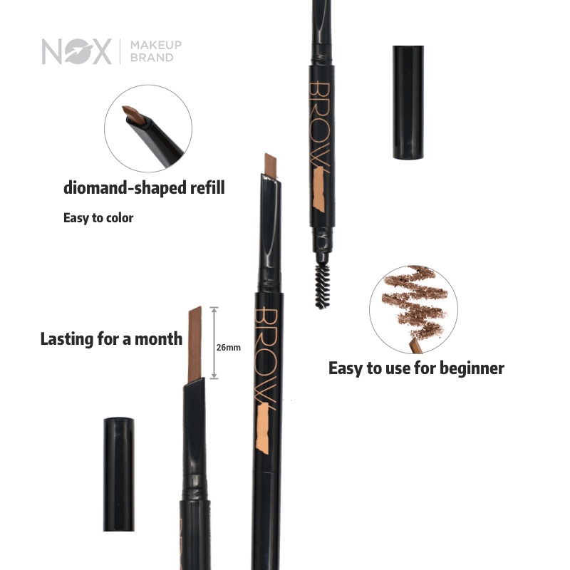 Chì kẻ mày NOX trang điểm lâu trôi thiết kế hai đầu kèm 1 lõi thay thế tiện lợi 0.3 g | BigBuy360 - bigbuy360.vn
