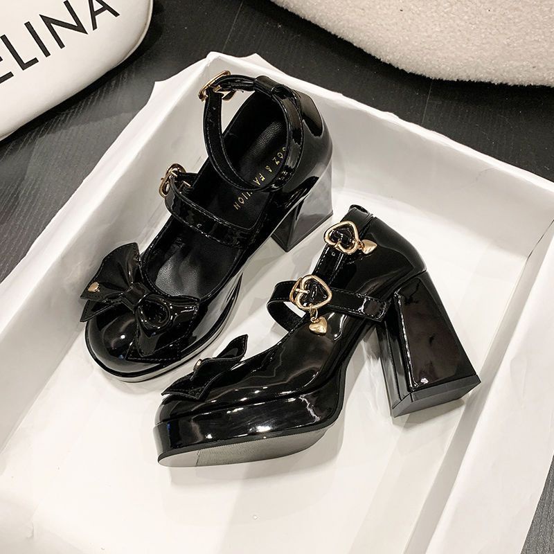 Giày Da Đính Nơ Phong Cách Lolita Xinh Xắn Cho Nữ