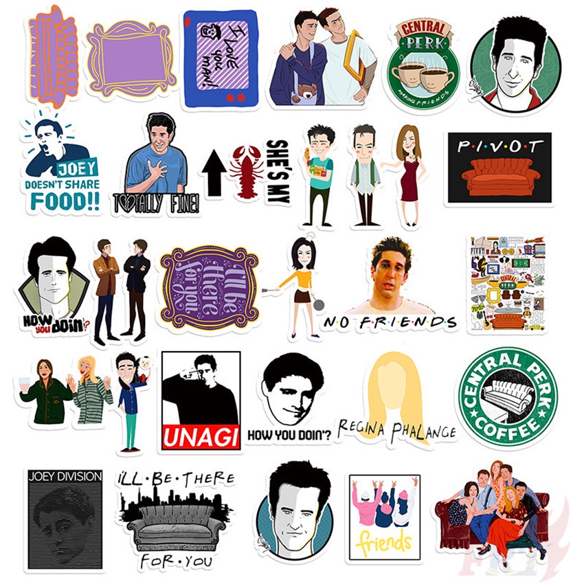 Set 52 miếng dán họa tiết Friends chương trình truyền hình Series 07 phong cách cổ điển làm thủ công