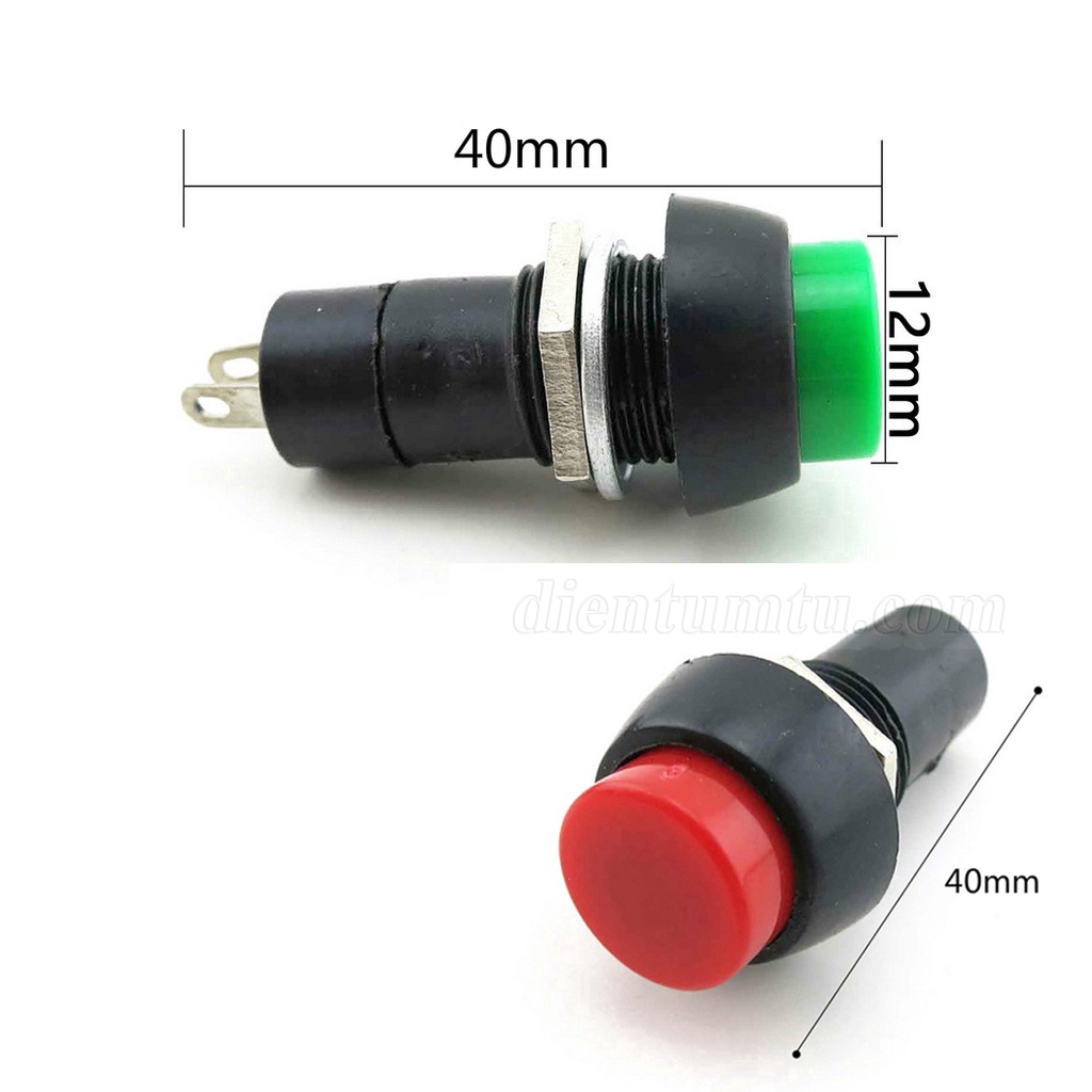 Nút nhấn giữ trạng thái PBS-11A 250V 3A 12mm - ON/OFF, Tự Khóa