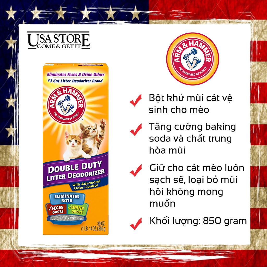Bột khử mùi cát vệ sinh cho mèo Arm&Hammer (850 gram)