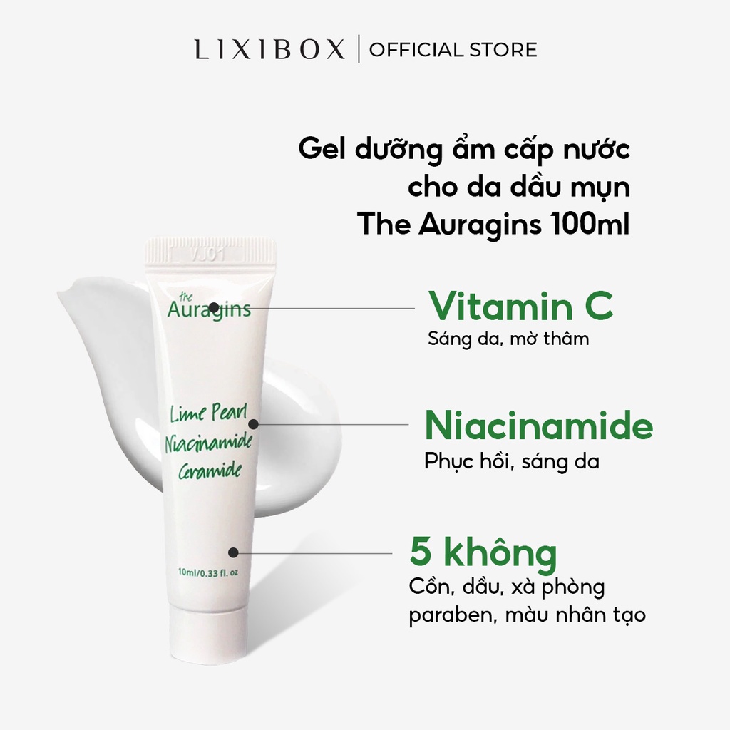 [HB GIFT] Combo Gel dưỡng ẩm  The Auragins 10 ml, 2 Mặt nạ Lixibox Pearl, Gel rửa mặt The Auragins 30 ml | BigBuy360 - bigbuy360.vn