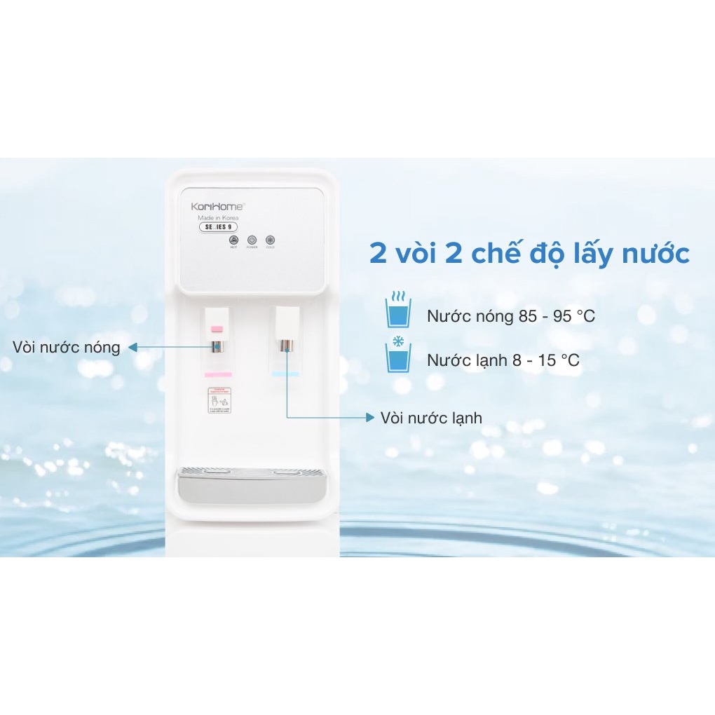 Máy lọc nước RO Korihome WPK-915 9 lõi nóng lạnh - Bảo hành chính hãng