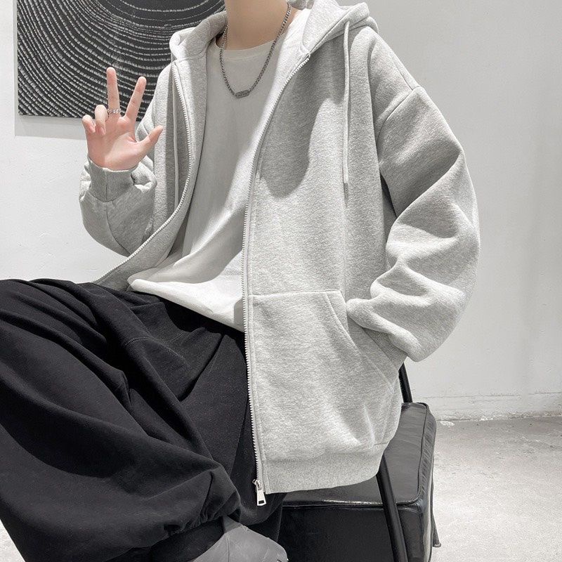 Áo khoác nỉ, áo nỉ hoodie khóa unisex cho nam và nữ tay ống rộng | BigBuy360 - bigbuy360.vn