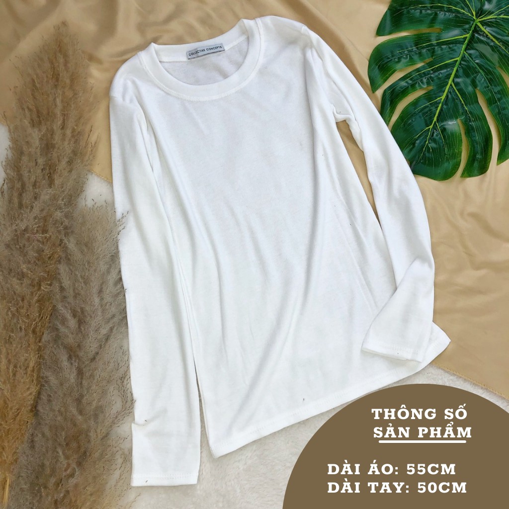Áo thun trơn dài tay cổ tròn dáng ôm dễ mix đồ | BigBuy360 - bigbuy360.vn