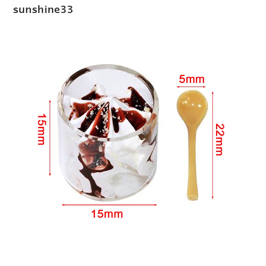 SU Dollhouse Miniature Spoon Ice Cream Cups Set Model Mini Food Doll Accessories n