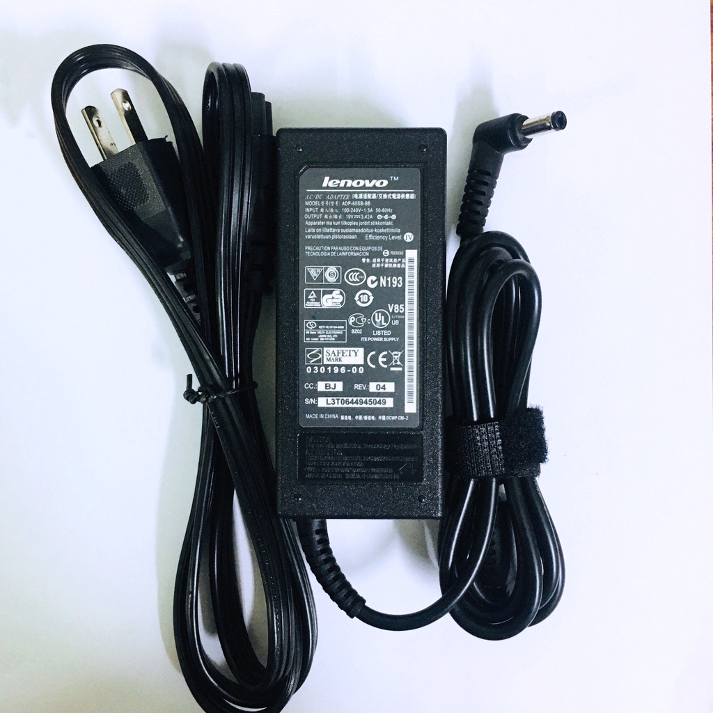 Sạc Laptop Lenovo Zin chân thường 19v 3.42a 65w chính hãng, adapter Lenovo chân thường 5.5mm x 2.5mm