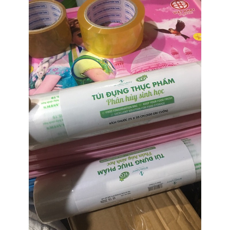 ( bán sỉ) 500g cuộn túi đựng thực phẩm phân hủy sinh học