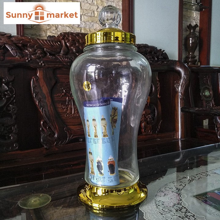 Bình thuỷ tinh cao cấp ngâm rươu sâm Phú Hòa dung tích 5 lít không van