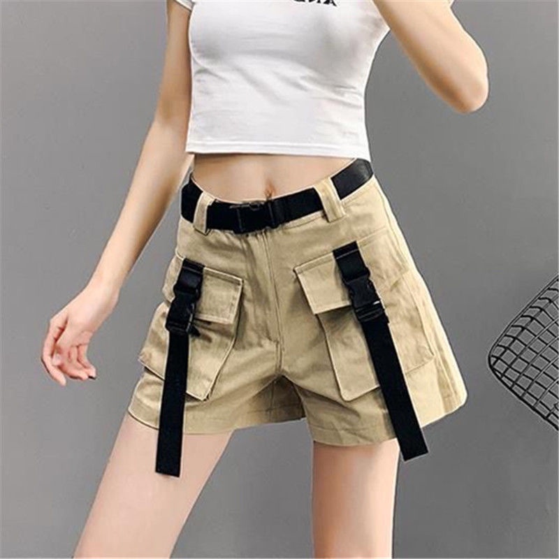 Jiashucheng Quần Short Cotton Nguyên Chất Dáng Chữ A Ống Rộng Lưng Cao Dễ Phối Đồ Thời Trang Mùa Hè Cho Nữ