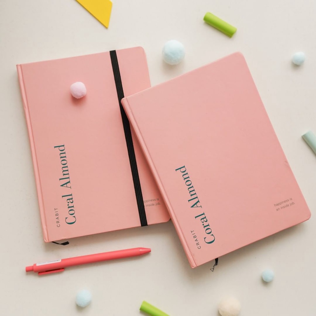 Sổ tay A5 CRABIT MOODBOOK ruột grid ô vuông/plain trơn 100gsm, ghi chép, làm Bullet Journal