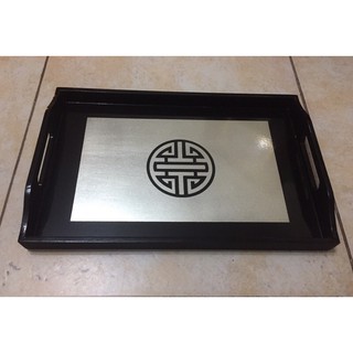 Khay gỗ sơn mài chữ nhật in chữ thọ