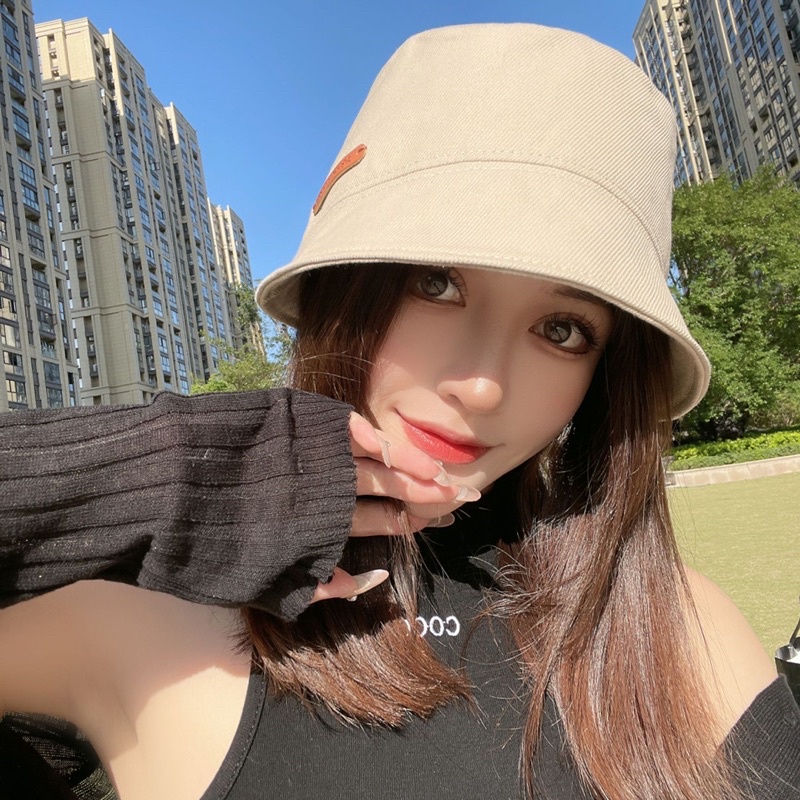 Nón bucket vải gắn tag da siêu xinh (FH9)