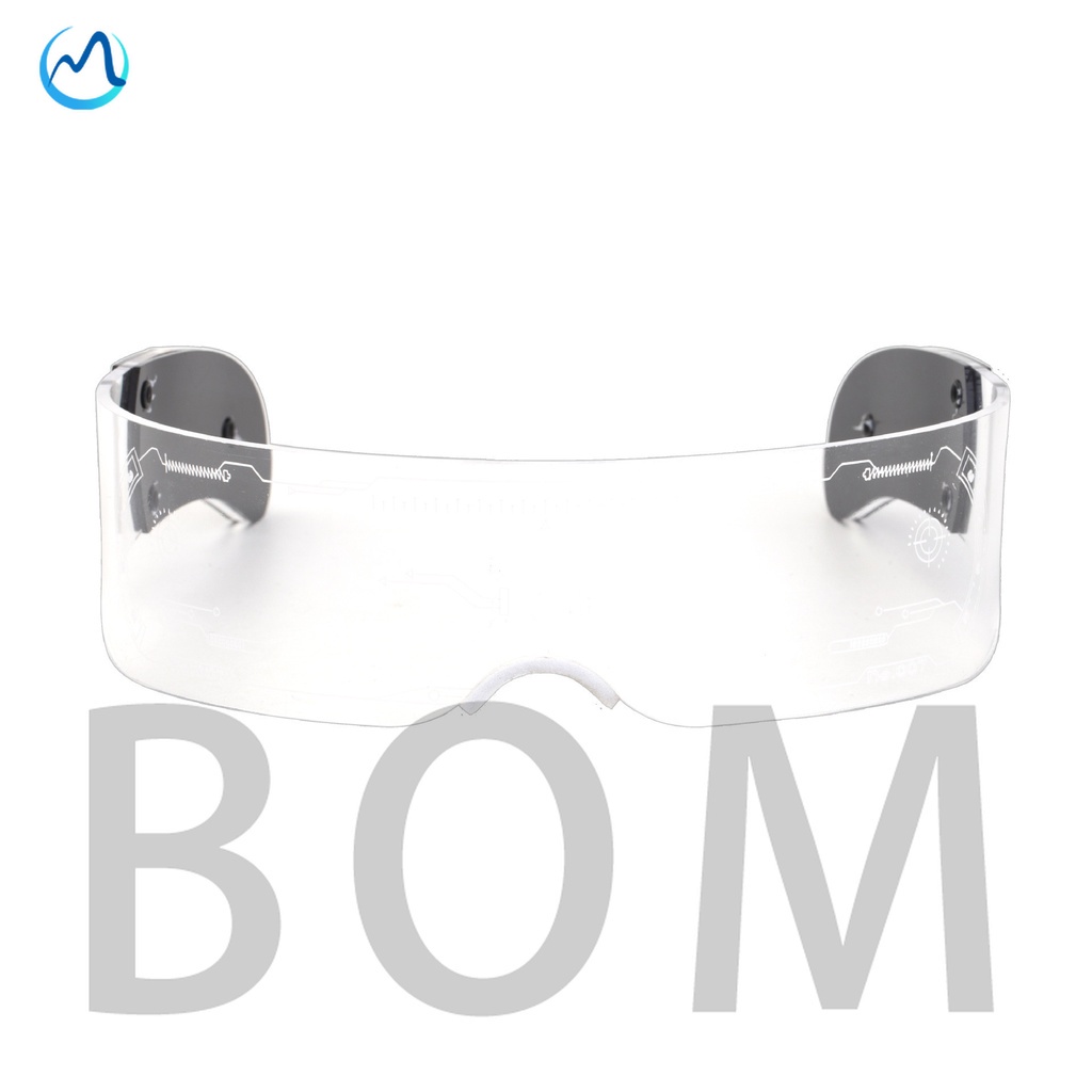 Mắt kính led trong suốt phát sáng nhiều màu sắc cho nữ DJ quán bar/buổi hòa nhạc/lễ hội âm nhạc quà tặng sinh nhật