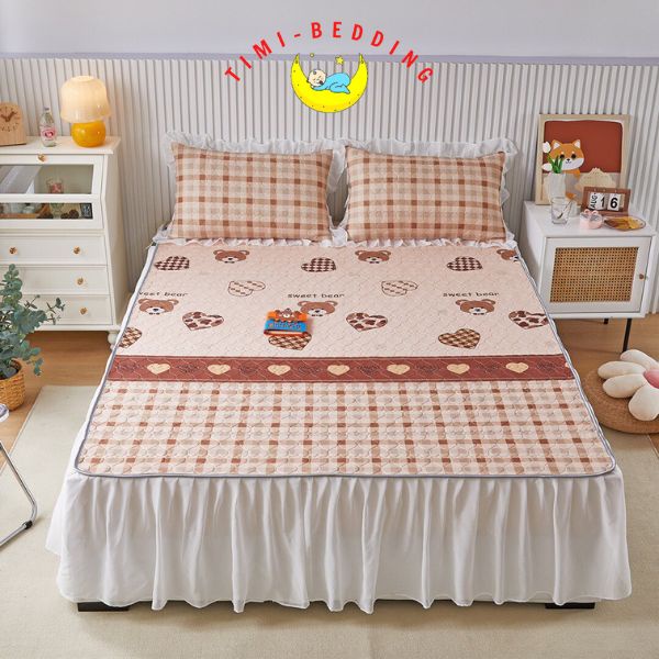Chiếu điều hòa cao su non 5d phủ ren cao cấp, thoáng mát đẹp mắt - Timibedding