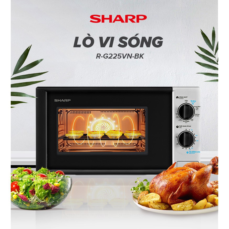 Lò Vi Sóng Cơ Sharp R-G225VN-BK 900W - Hàng Chính Hãng Bảo Hành 12 Tháng