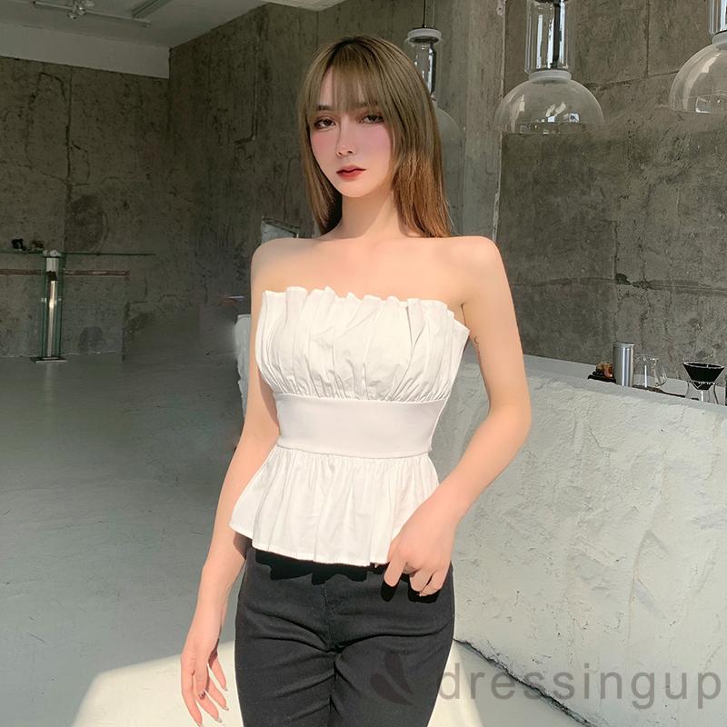 Áo Ống Xếp Li Màu Trơn Trễ Vai Dành Cho Nữ | BigBuy360 - bigbuy360.vn