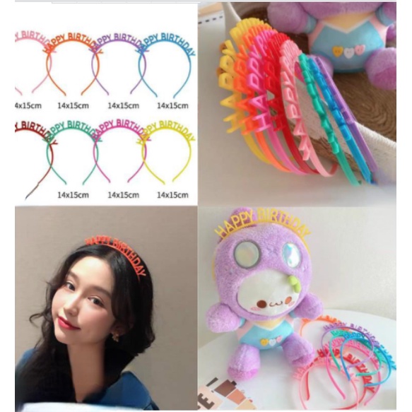 1 Cài Tóc Nhựa Màu Kẹo In Chữ Happy Birthday Dễ Thương