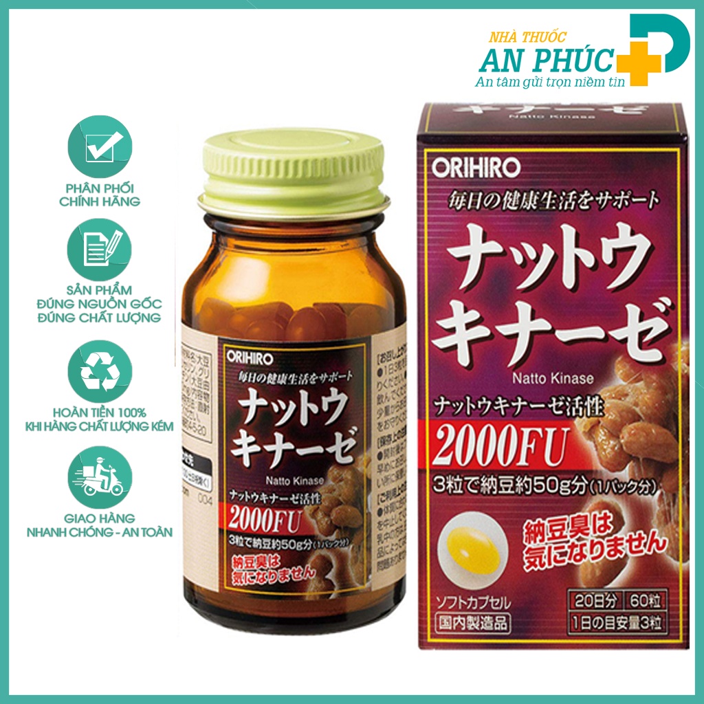 Viên uống chống đột quỵ và tai biến Nattokinase Orihiro Nhật Bản