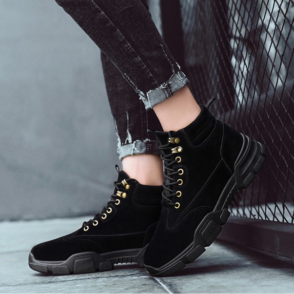 Giày Bốt Nam Cổ Cao Giả Da Lộn BCC001 Đen | BigBuy360 - bigbuy360.vn