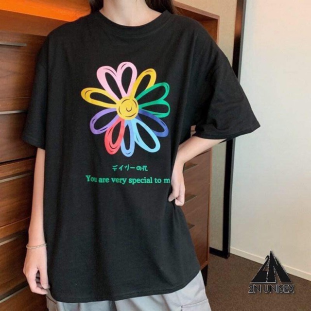 [ HÌNH THẬT ] Áo thun tay lỡ HOA CẦU VỒNG Unisex