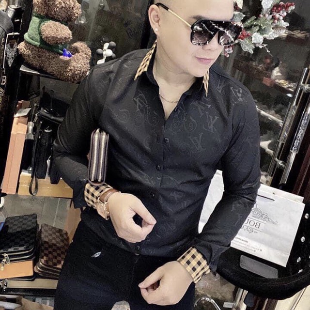 Áo sơmi nam 2 màu đen trắng viền cổ-tay D cao cấp | BigBuy360 - bigbuy360.vn
