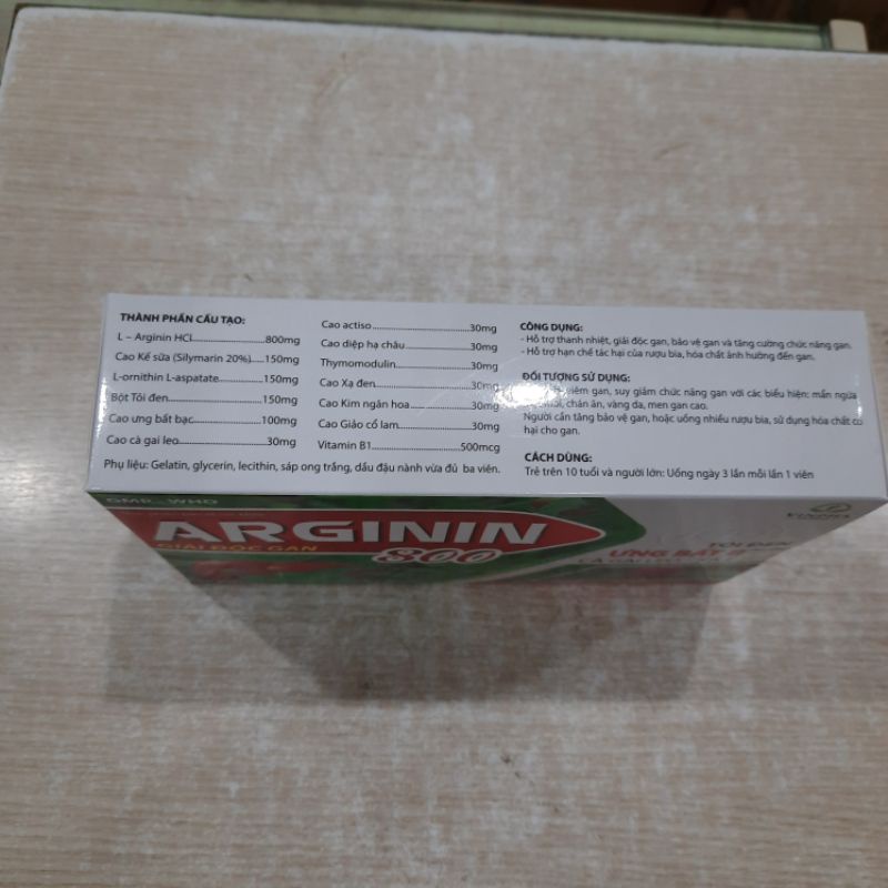Viên uống giải độc gan ARGININ 800 Plus - Tỏi đen, ưng bất bạc, cà gai leo xạ đen giúp bổ gan, hạ men gan