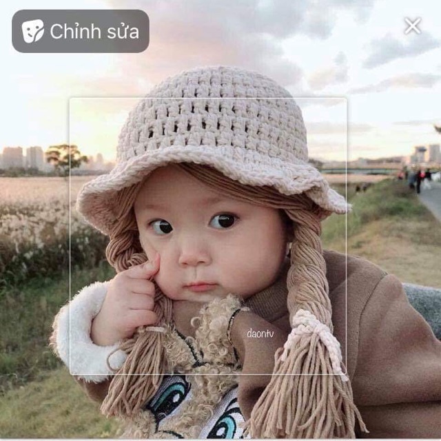 Mũ len tóc giả handmade
