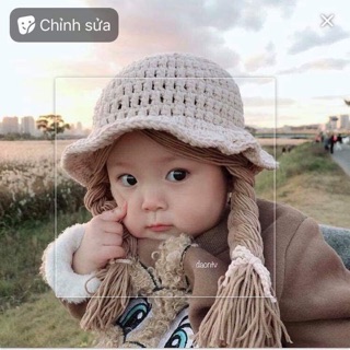 Mũ len tóc giả handmade