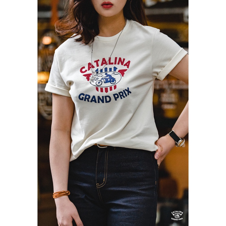Áo thun cotton MADEN tay ngắn in chữ thời trang phong cách retro đường phố Mỹ cho nữ