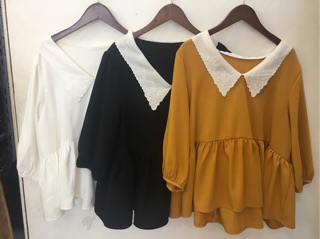 Áo peplum cổ ren