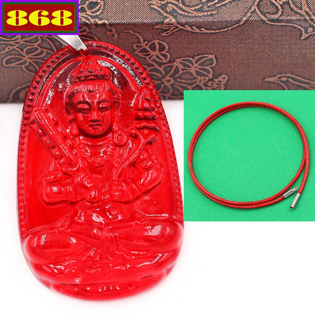 Vòng cổ mặt Phật Hư không tạng pha lê đỏ - Hộ mệnh tuổi Sửu, Dần