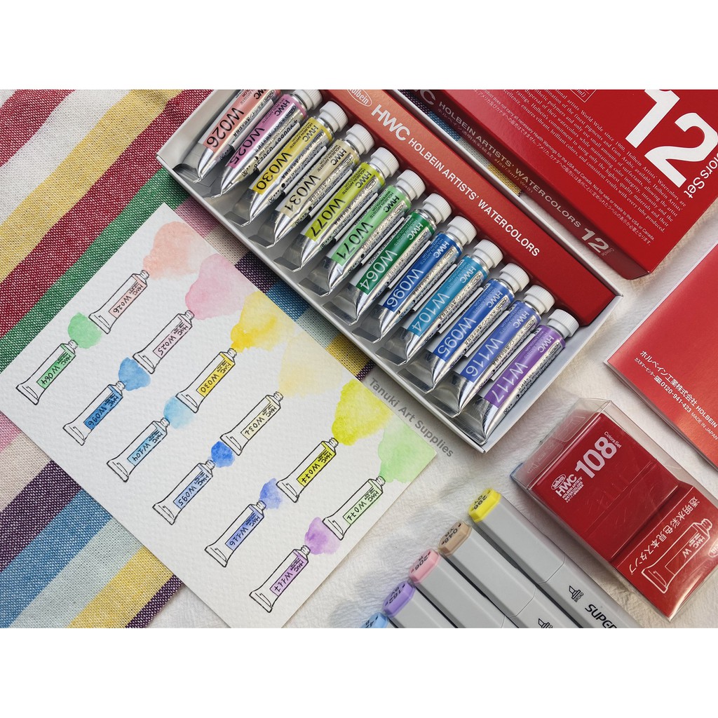 Set màu nước Holbein Pastel 12 tubes (Phiên bản mới nhất)