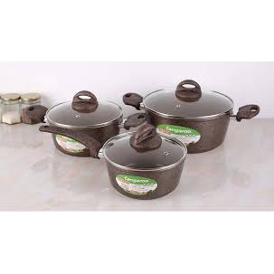 Bộ 3 cái nồi quánh nhôm chống dính nắp kính Kangaroo KG992MX