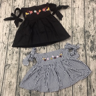Áo babydoll cúp ngực tay nơ thêu hoa