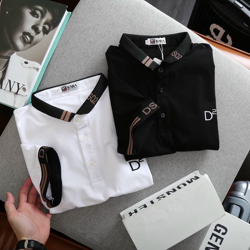 Áo Thun POLO Thêu Chữ D2 Chất COTTON Co Dãn Thời Trang Cực Đẹp