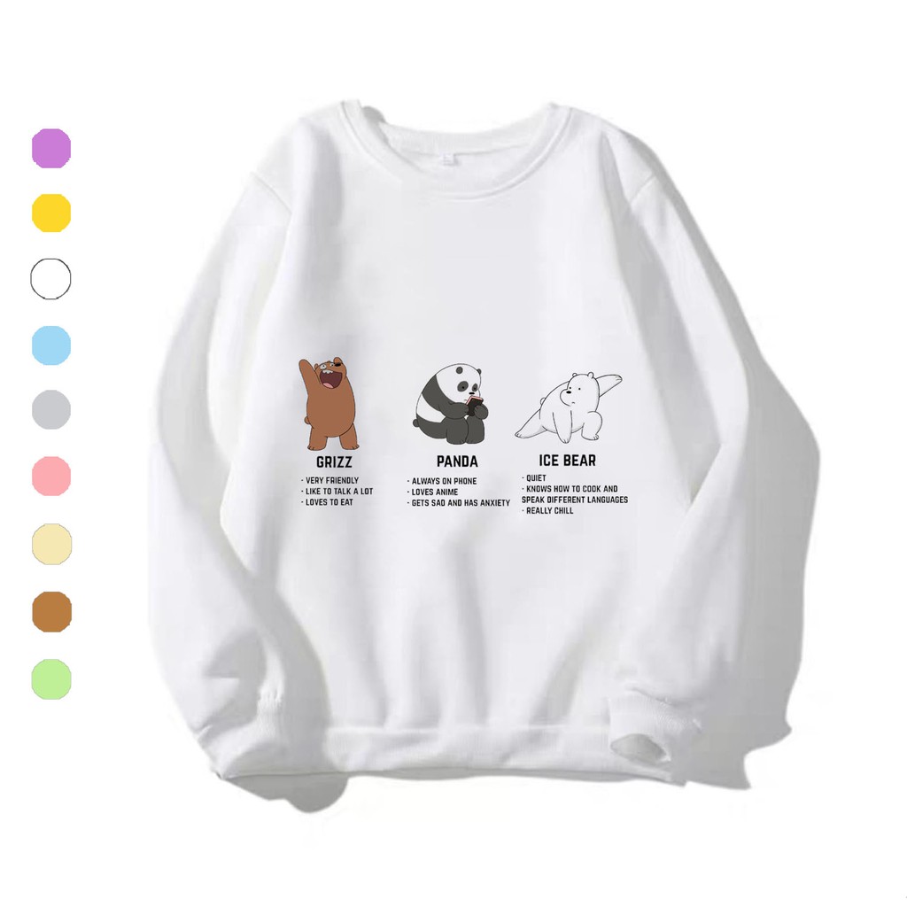 Áo sweater nam nữ in hình 3 chú Gấu, chất nỉ dày dặn, hợp làm áo cặp William - DS138