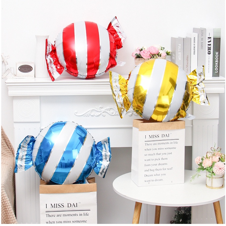 Bong bóng hình kẹo lớn bằng màng nhôm trang trí tiệc sinh nhật cho bé