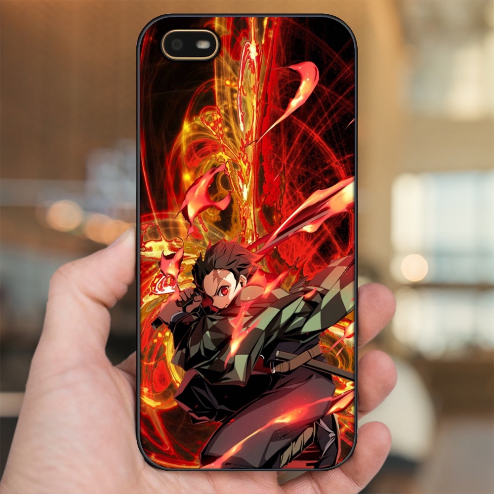 Ốp lưng Oppo A1K viền đen in hình Tanjiro Kimetsu No Yaiba