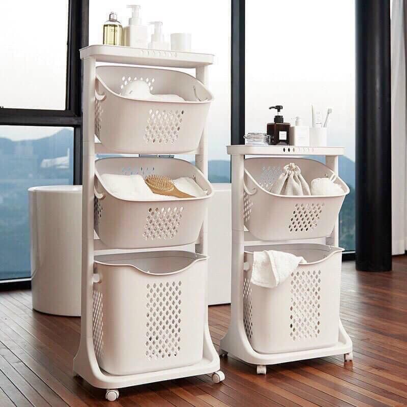 KỆ SỌT 3 TẦNG VIỆT NHẬT CÓ BÁNH XE/ KỆ RỔ ĐA TẦNG ĐỰNG ĐỒ ĐA DỤNG CHẤT LIỆU NHỰA